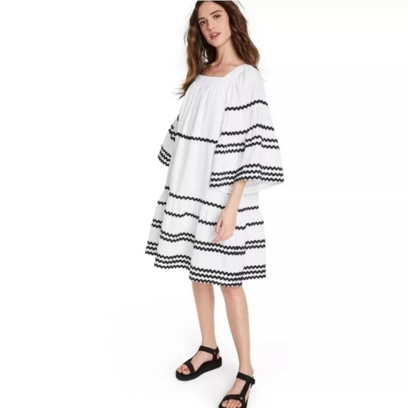 Lisa Marie Fernandez Target Ric Rac Flare Sleeve Linen Blend Dress Size Medium - Picture 1 of 10